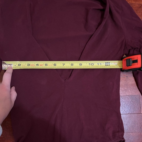 Express One Eleven Low Cut Thong BodySuit Burgundy Size Small - Picture 5 of 6